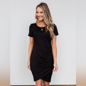 Black side slit knit dress size small boutique Reborn J EUC